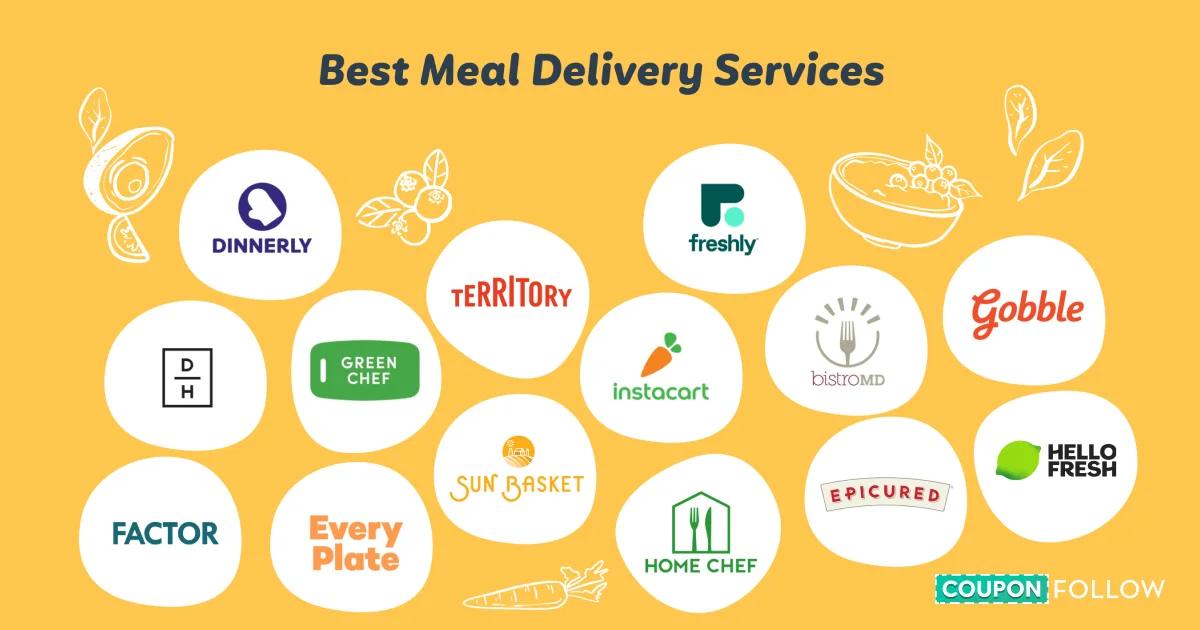 Image with logos of the best meal delivery services for 2022