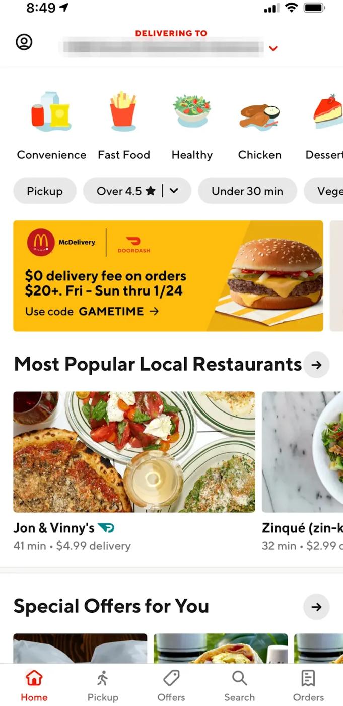 Doordash Shopper App Homepage