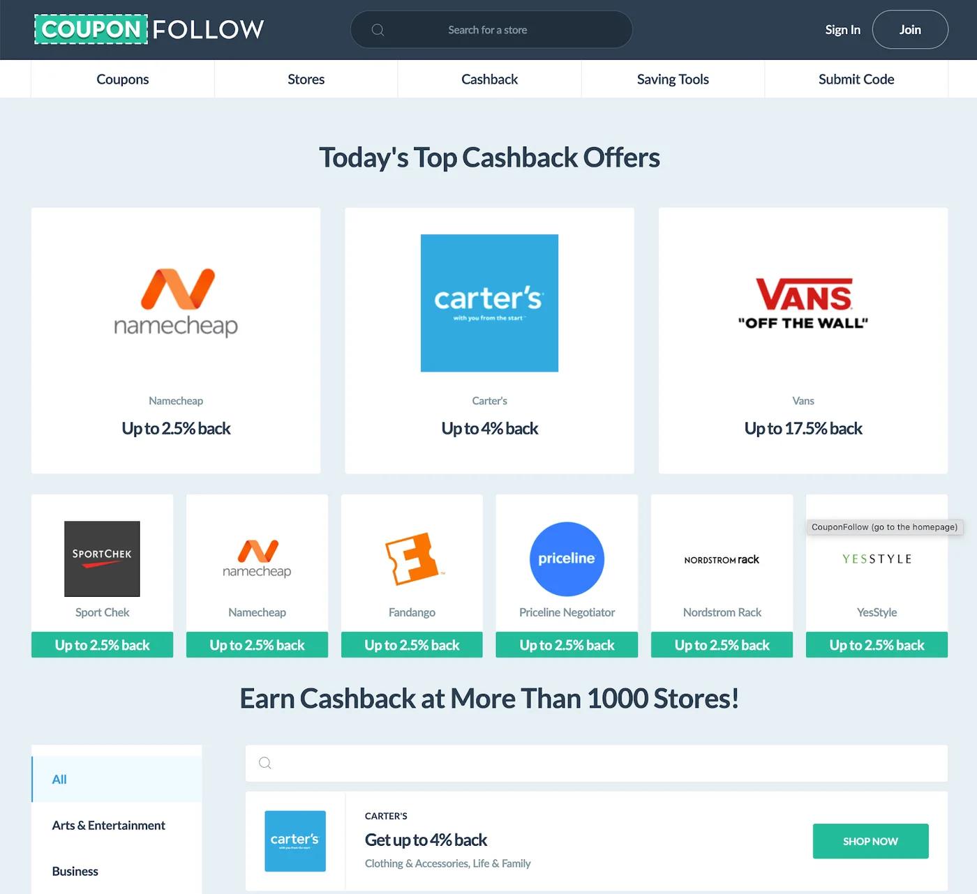participating brands who offer cashback on Sacodes