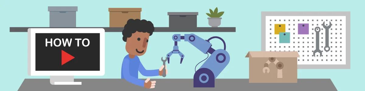 person building a robot