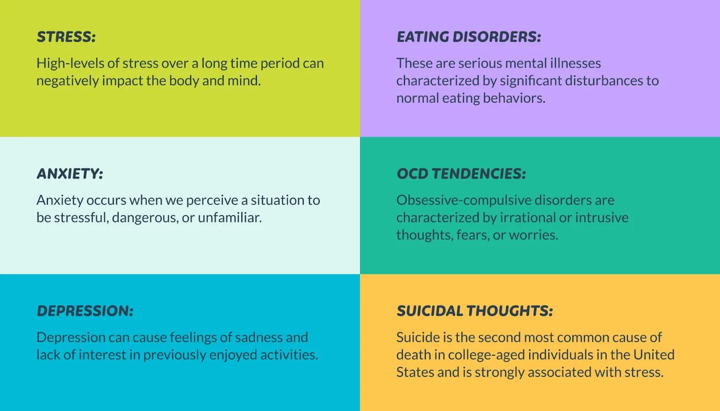 Graphic showing common mental health disorders