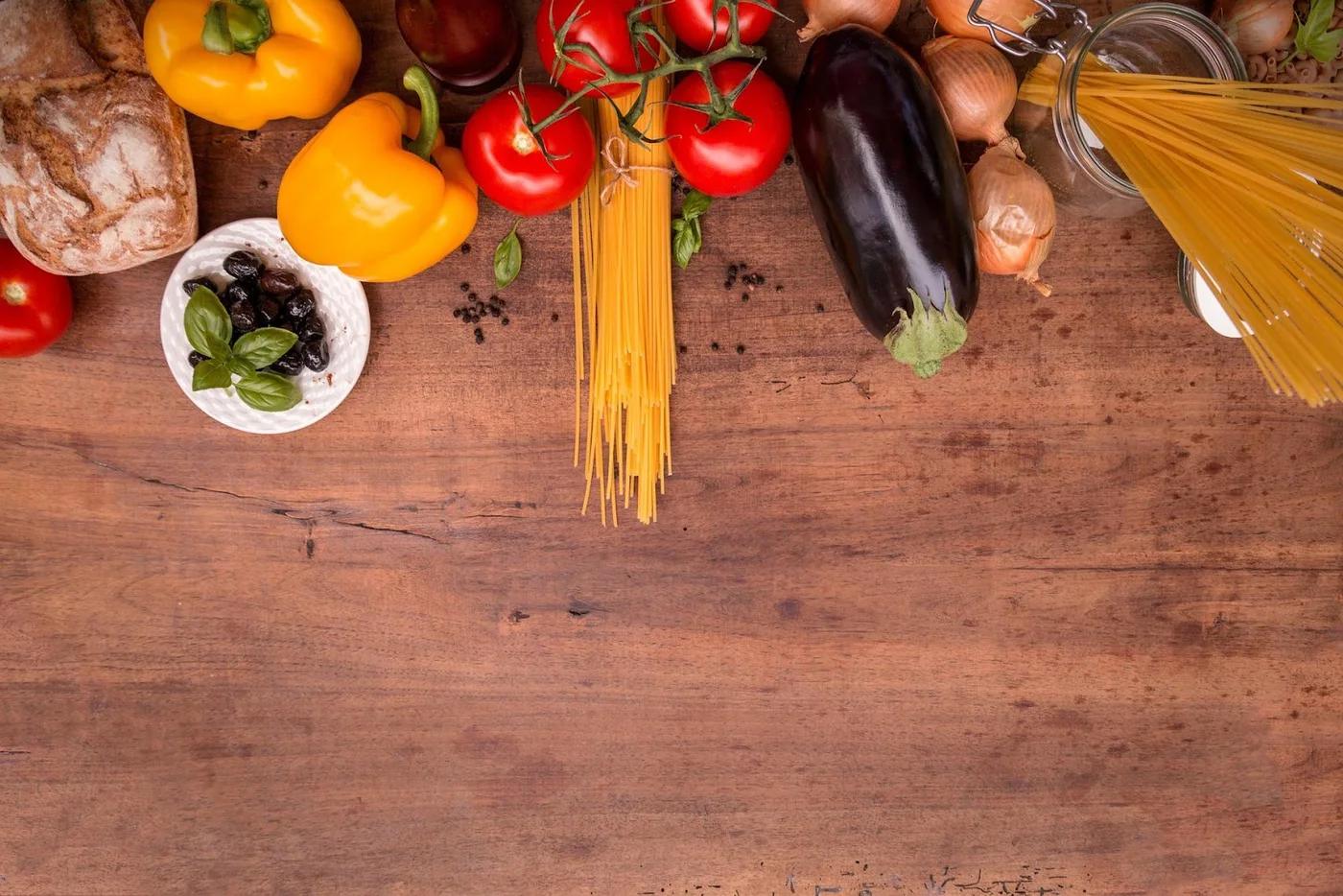 an assortment of food on a table