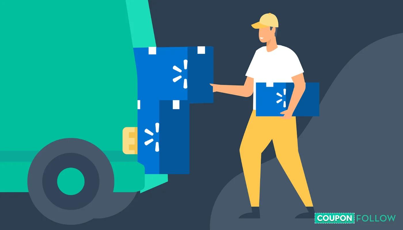 Illustration of Walmart package getting picked up