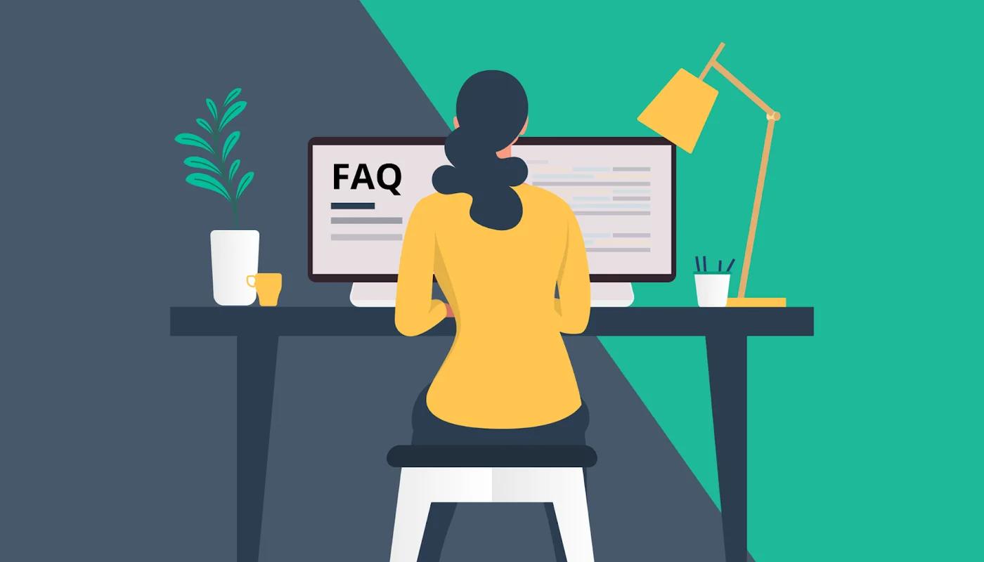 Illustration showing user on a FAQ page