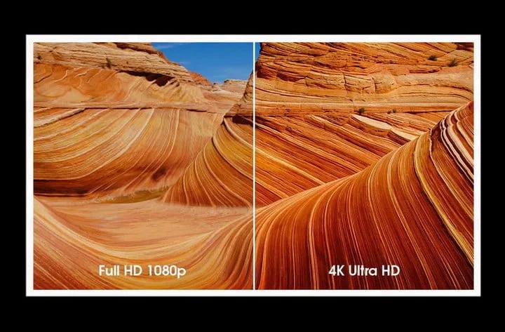 image showing the difference between 4K and full HD resolution