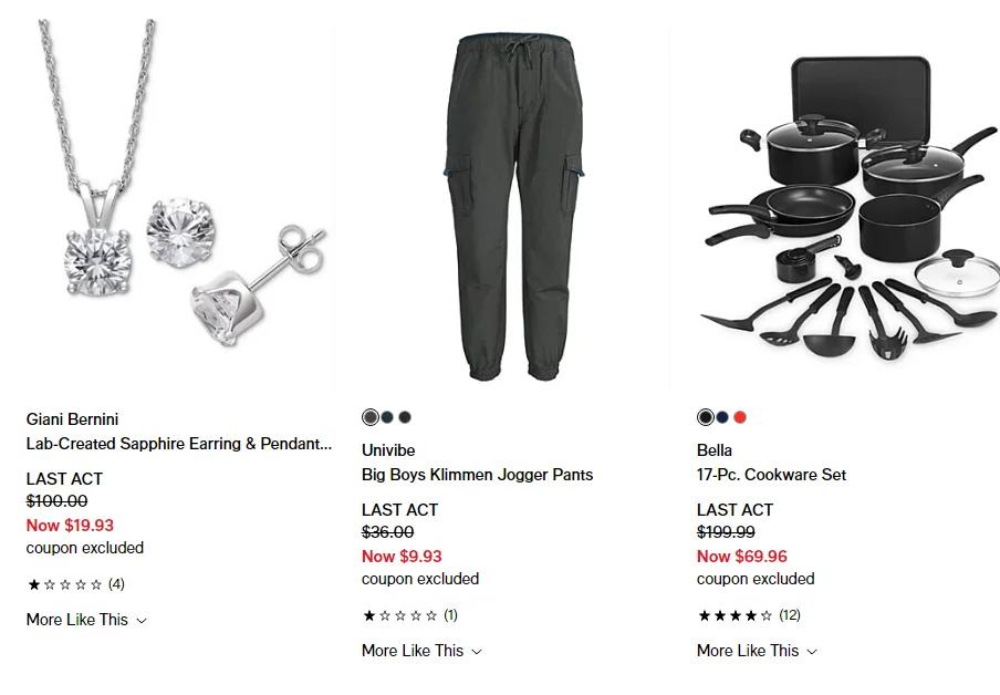 Macy's image showing items you can expect at Last Act Clearance sale