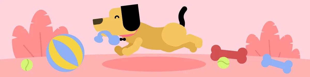 dog playing with toys