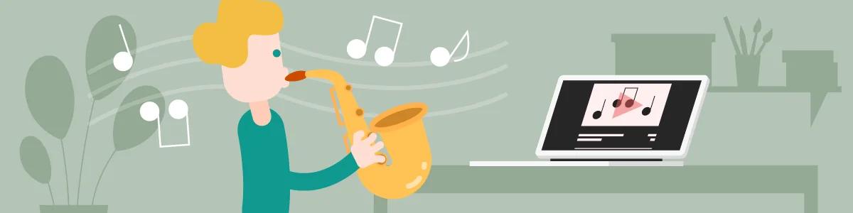 Person practicing playing the sax