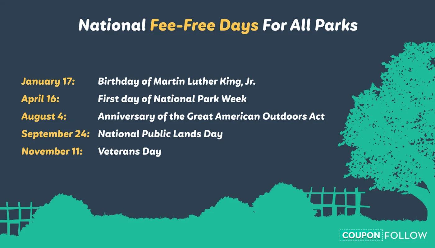 Days where you get free admission to all parks