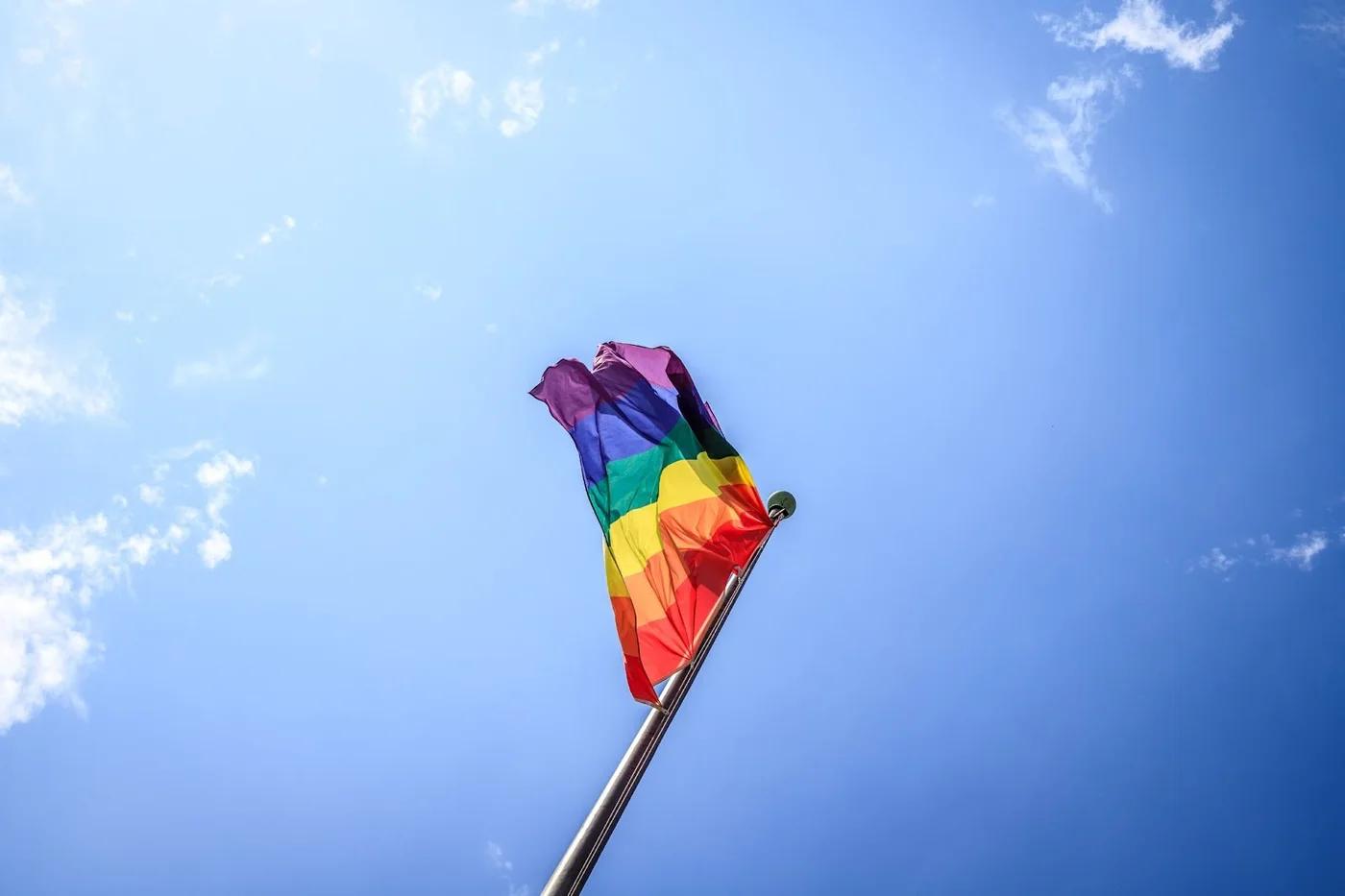 Pride flag being waved proudly