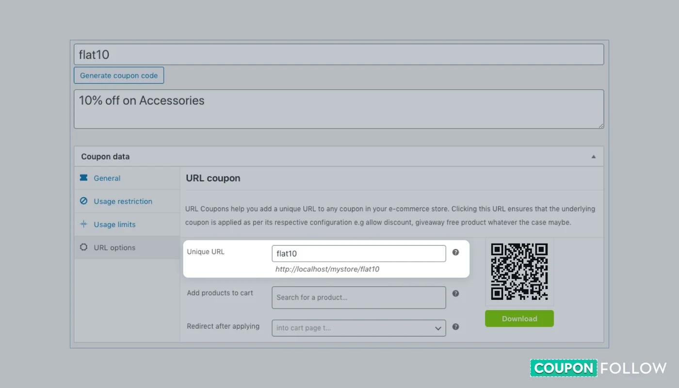 Illustration showing how an URL coupon looks like