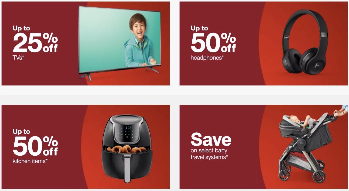 Image of Target's homepage with Black Friday deals across assorted item categories