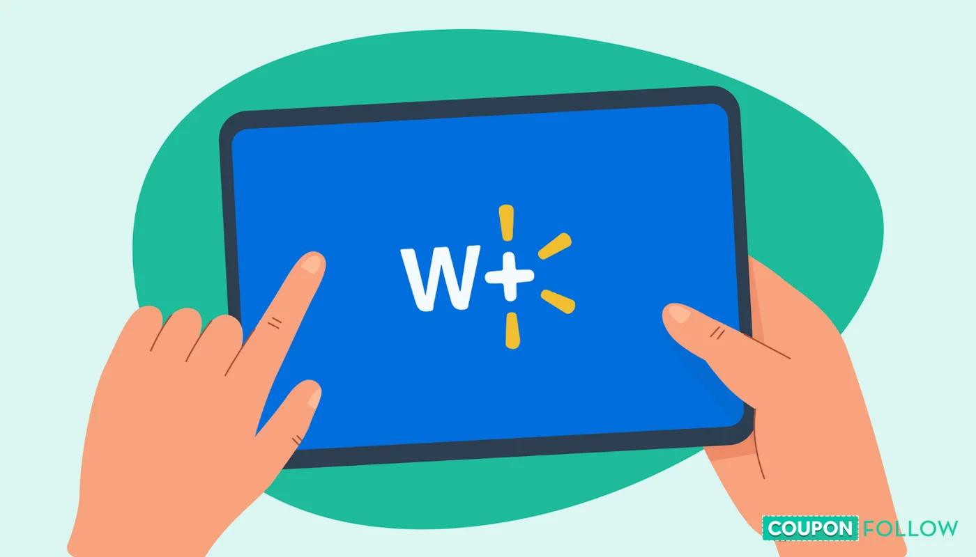 Illustration of person applying Walmart.com on phone