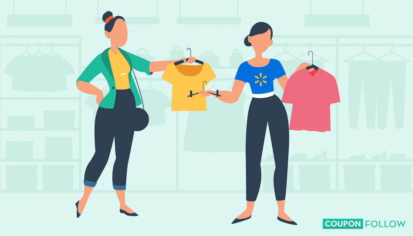 Illustration of shopper talking to employee