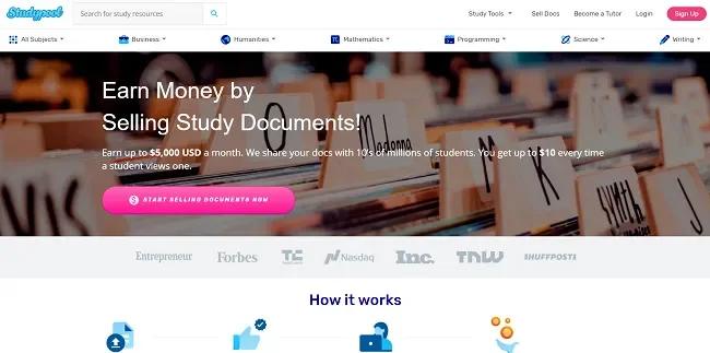 screenshot of studypool's site