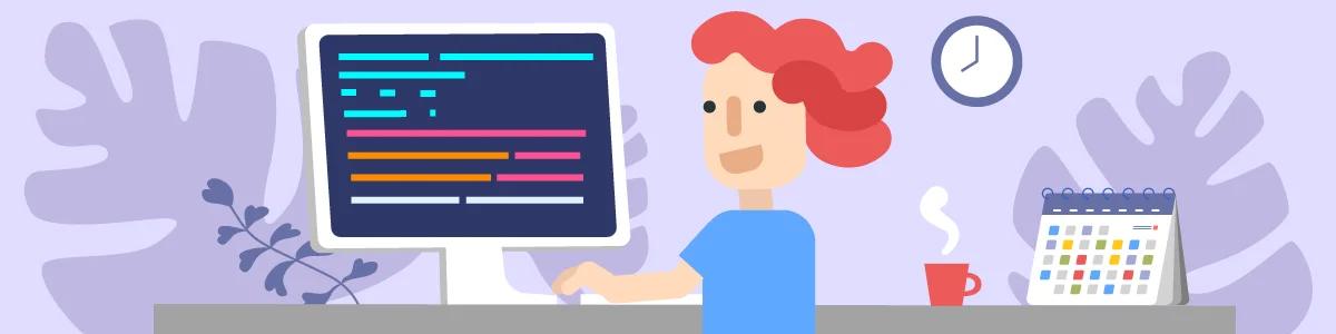 woman coding a site