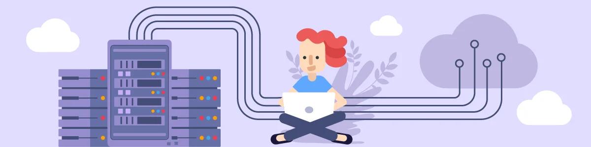 woman setting up web hosting