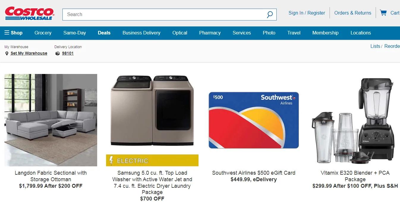 Illustration of Costco’s online item page