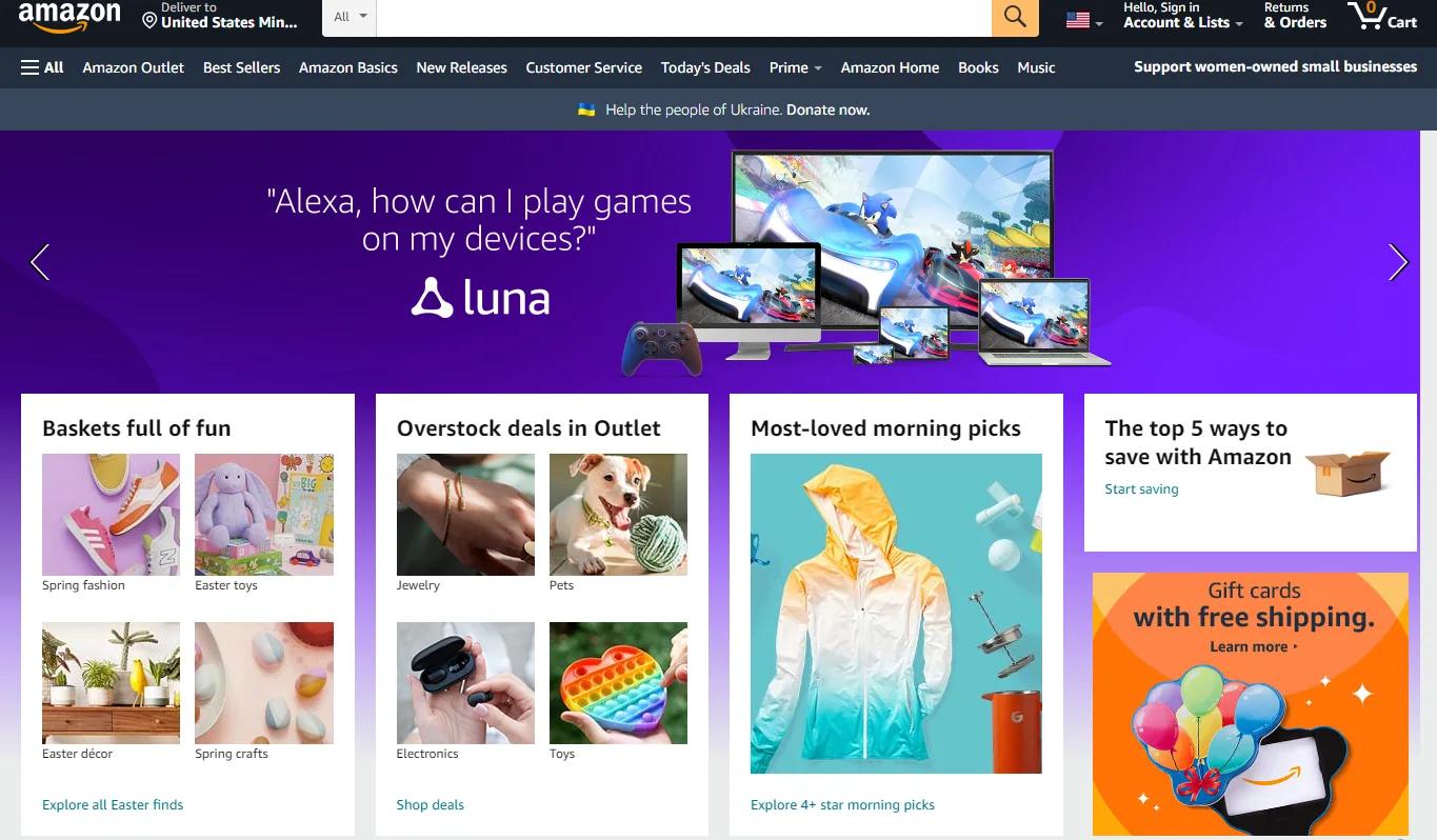 Illustration showing Amazon’s item sections