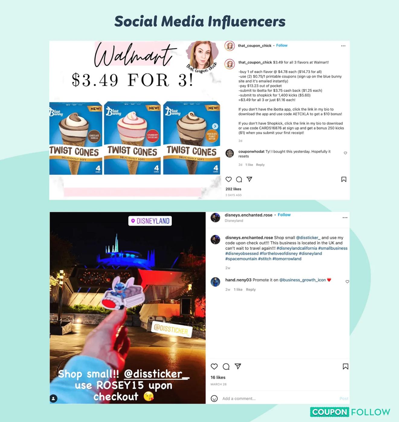Social media influencers offering coupon codes